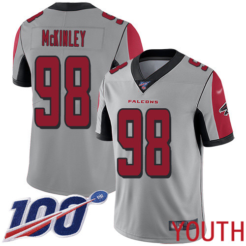 Atlanta Falcons Limited Silver Youth Takkarist McKinley Jersey NFL Football #98 100th Season Inverted Legend